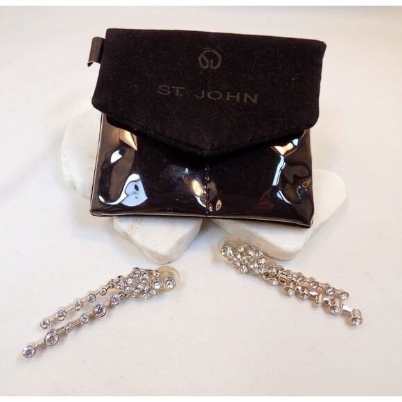 SET VTG ST. JOHN Silver Swarovski Crystal Choker Necklace Earrings  2000 Bridal - Picture 4 of 11